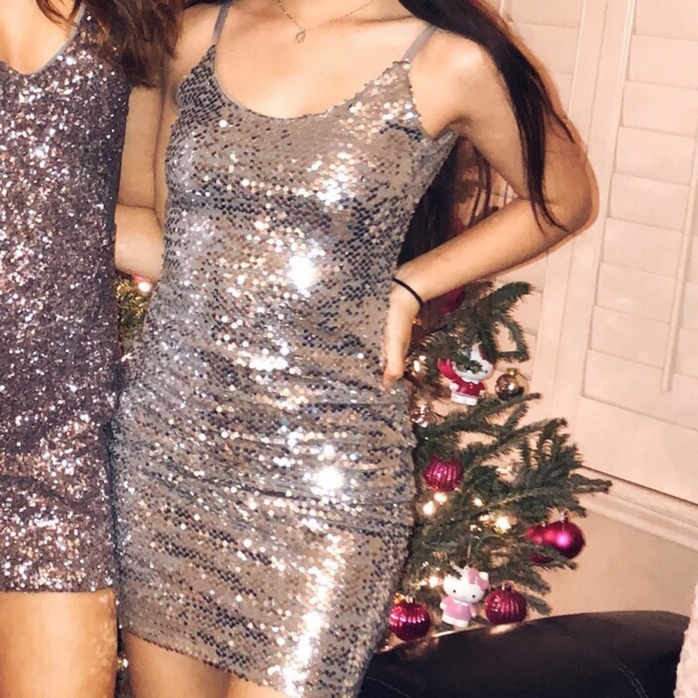 Silver sparkling mini dress
